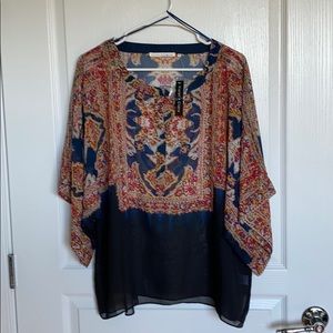 Violet & Claire Poncho Style Sheer Top